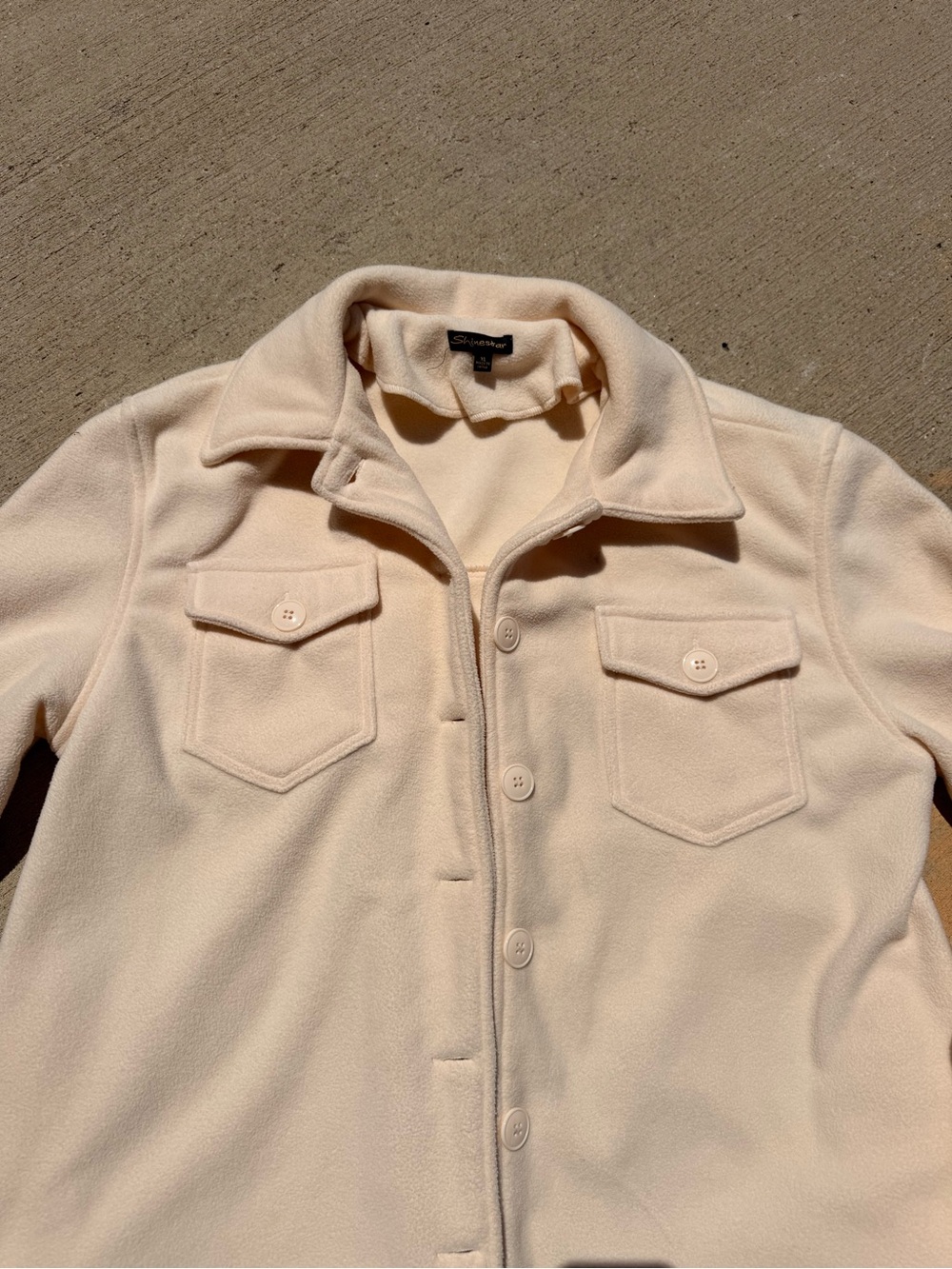 Buckle Soft Cream Button-Front Fleece Shacket